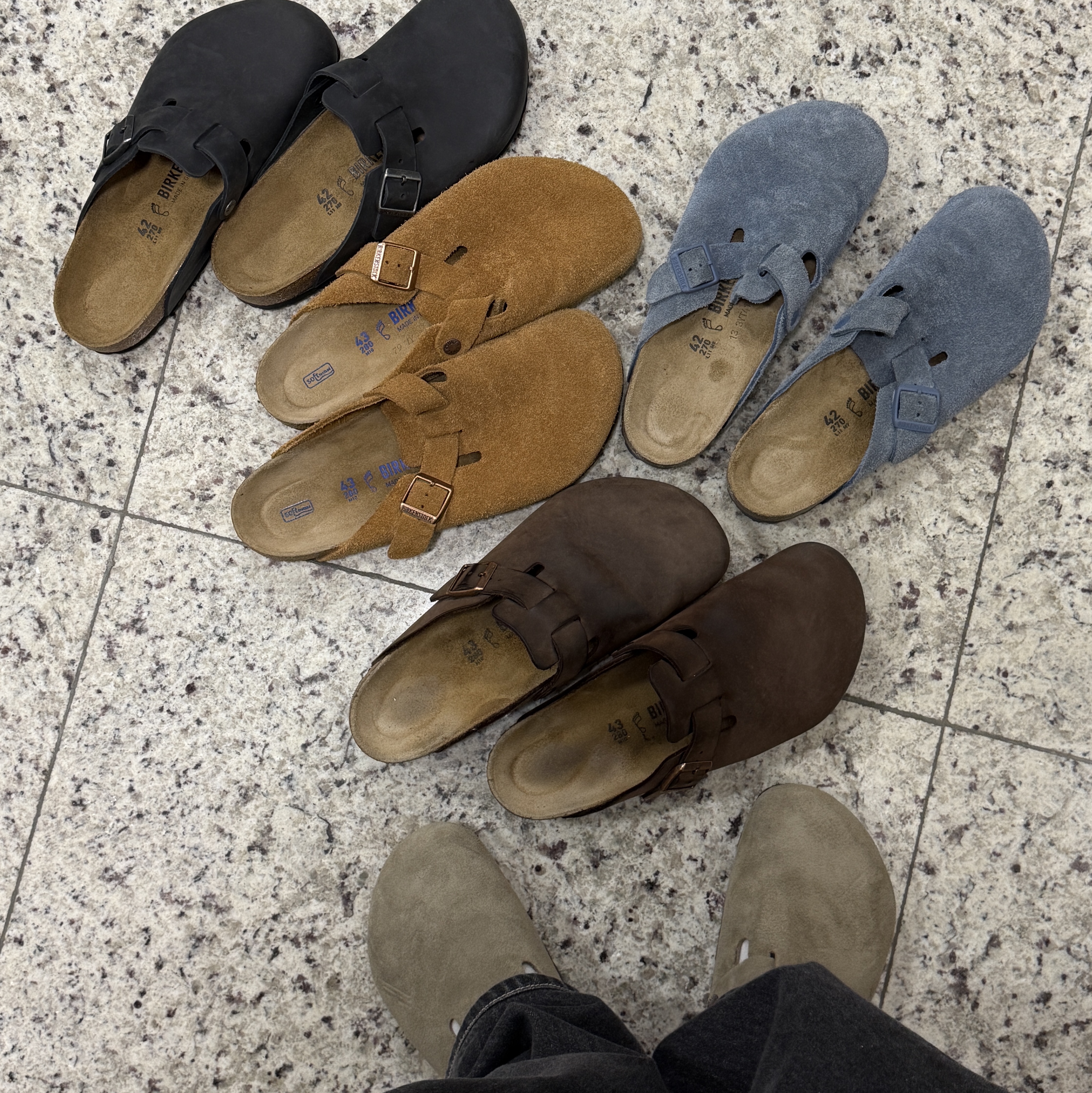 Birkenstock Boston Suede Leather Elemental Blue - Narrow 착용 스타일 - 2