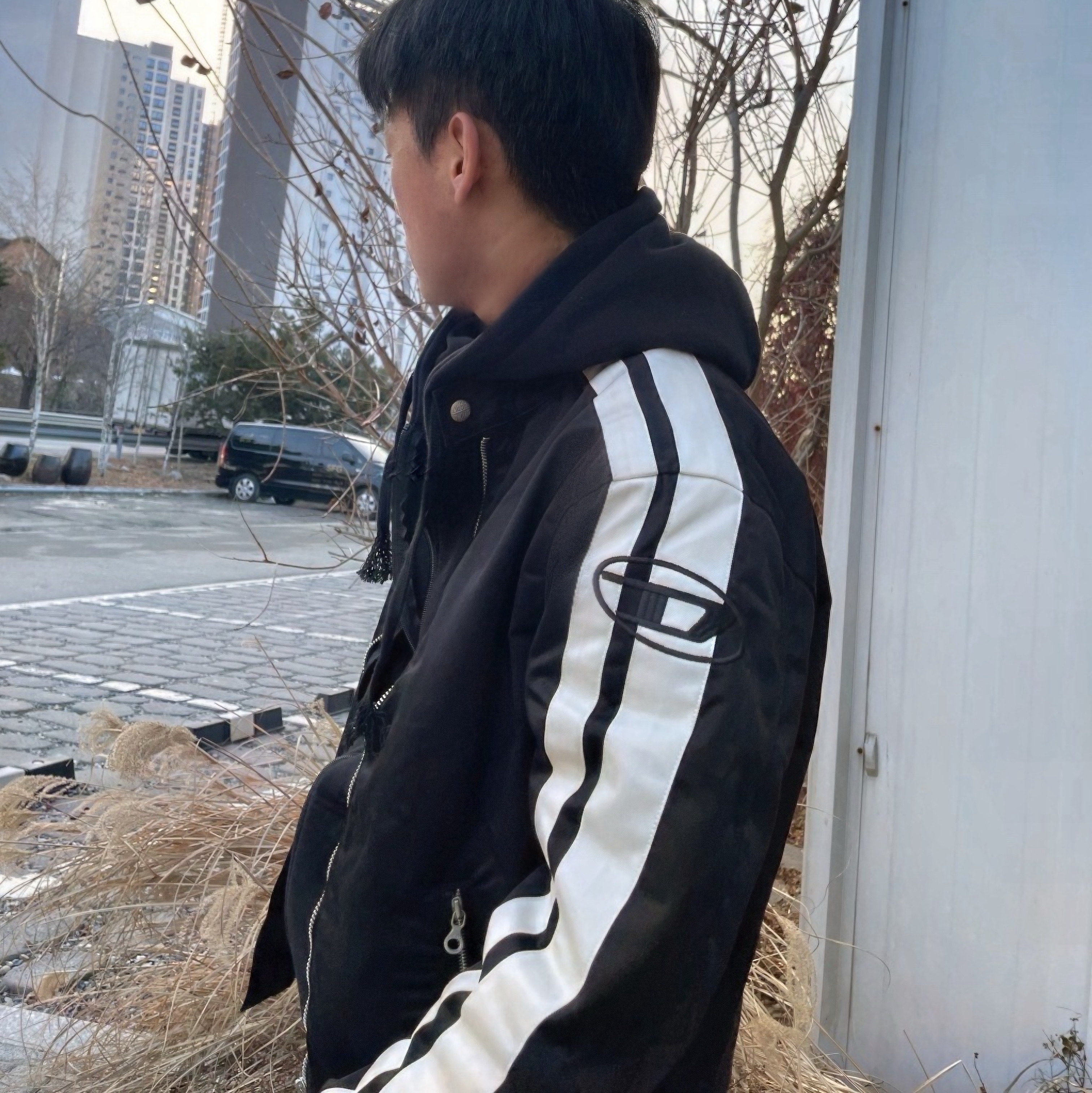 Diesel J-Beck Biker Jacket Black 착용 스타일