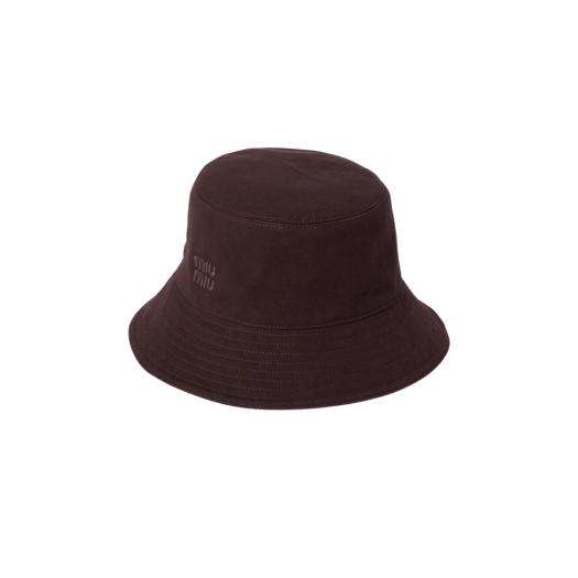 (W) Miu Miu Gabardine Bucket Hat Amaranth Red Maze Yellow