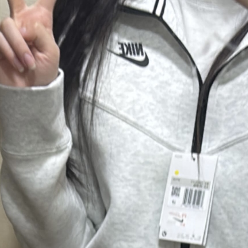 (W) Nike NSW Tech Fleece Windrunner Full Zip Hoodie Light Grey Heather - Asia 착용 스타일