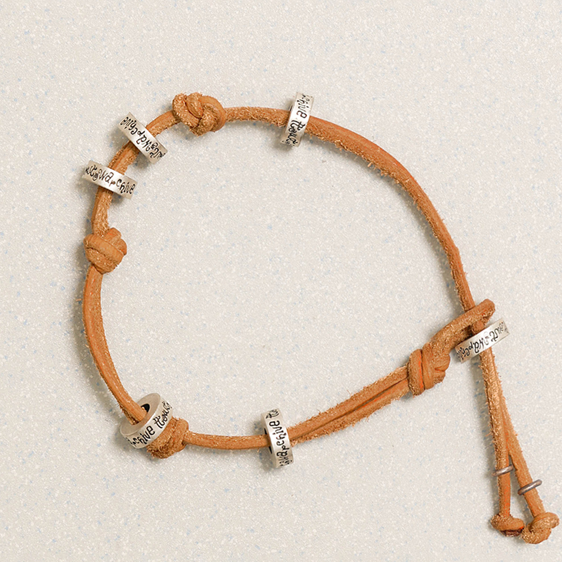 ●tow tow archive● Feverfew Leather Bracelet Brown TBH52ABA TOWTOW ARCHIVE Feverfew Leather Bracelet