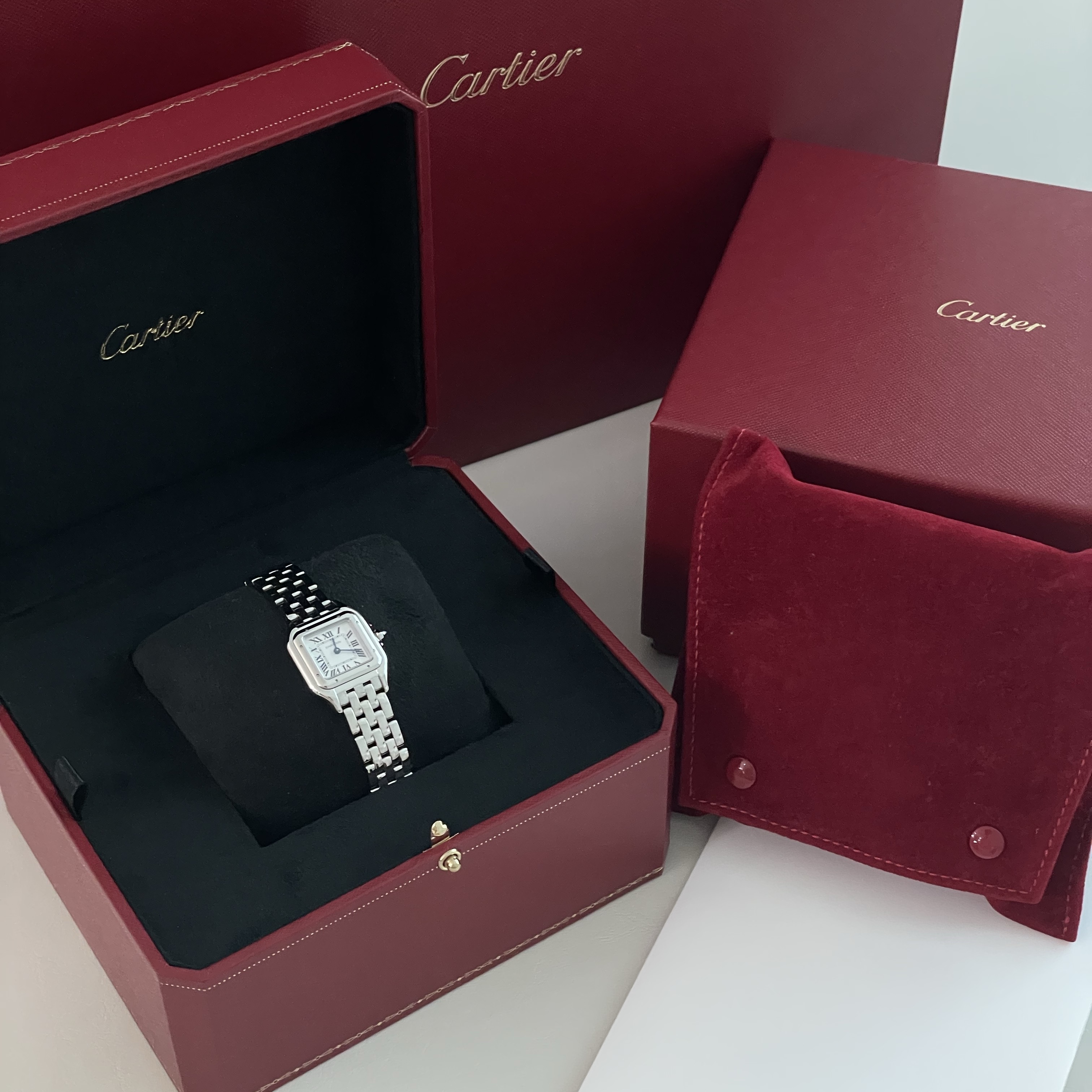 Cartier Panthere Watch Small Quartz Steel Bracelet Steel 착용 스타일 - 2