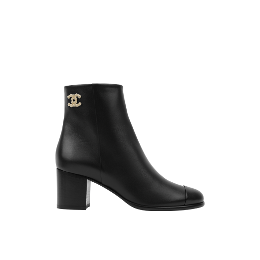 (W) Chanel Ankle Boots Calfskin & Black