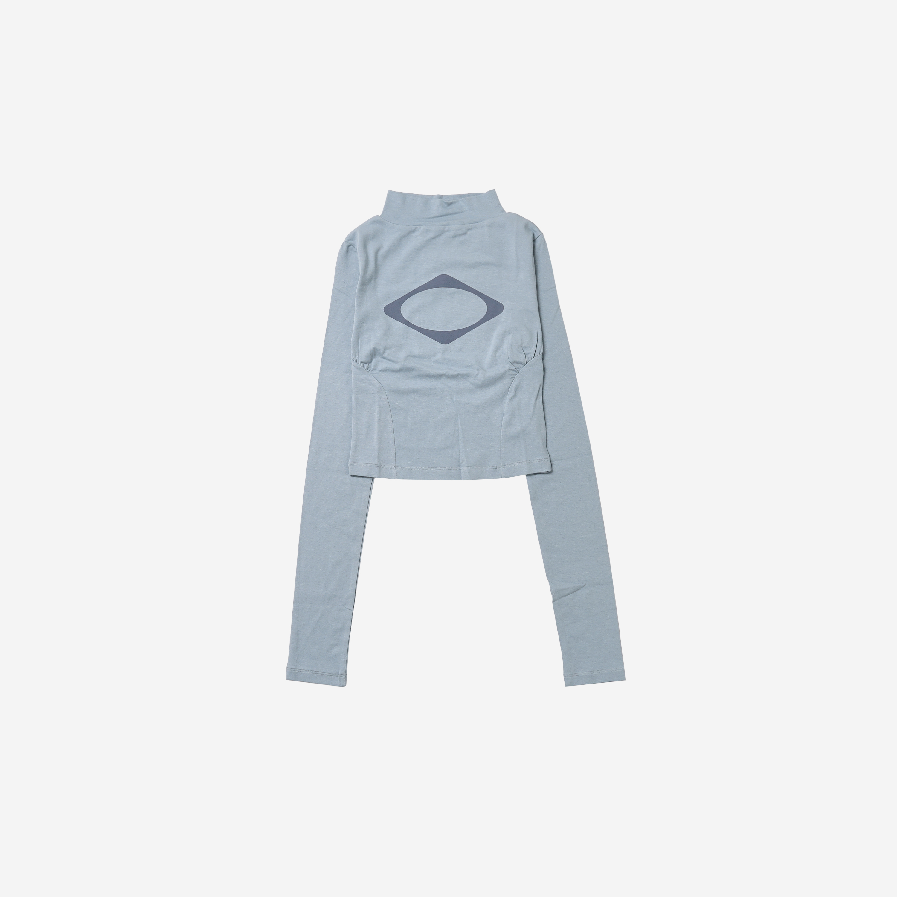 (W) Mischief Fitted Mock Neck Long Sleeve Top Greyish Blue