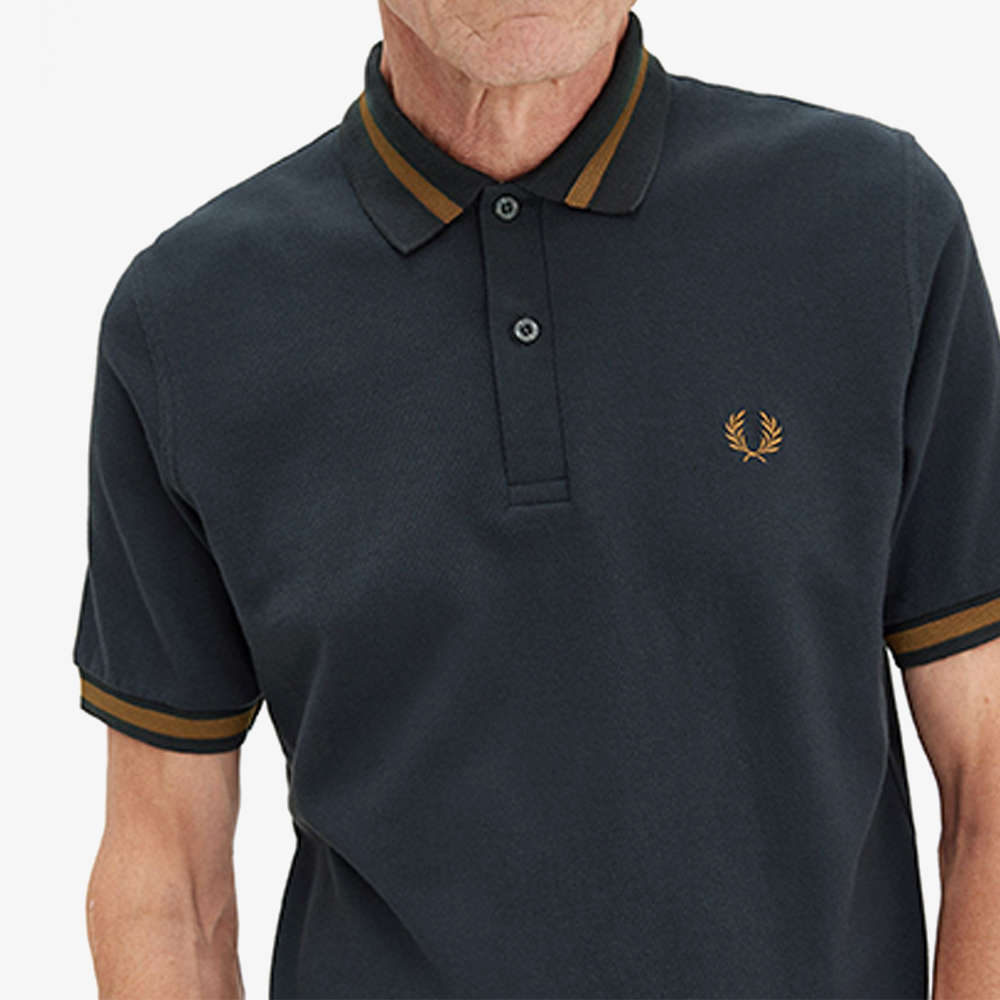 프레드페리 M2 싱글 팁 프레드페리 셔츠 나이트그린/다크카라멜(Fred Perry M2 Single Tipped Fred Perry Shirt Night Green/Dard Caramel) - 4