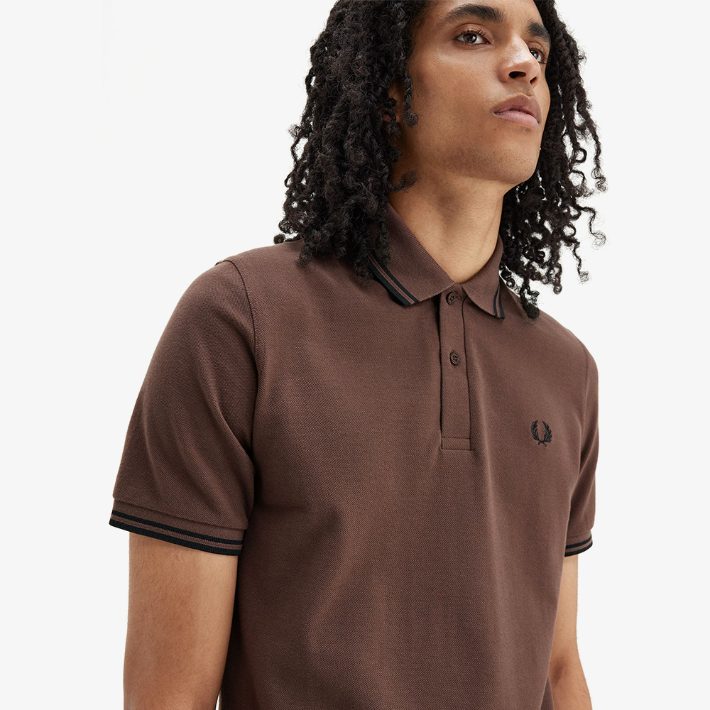 프레드페리 M12 트윈 팁 프레드페리 셔츠 캐링턴로드브릭/블랙(Fred Perry M12 Twin Tipped Fred Perry Shirt Carrington Road Brick/Black) - 5