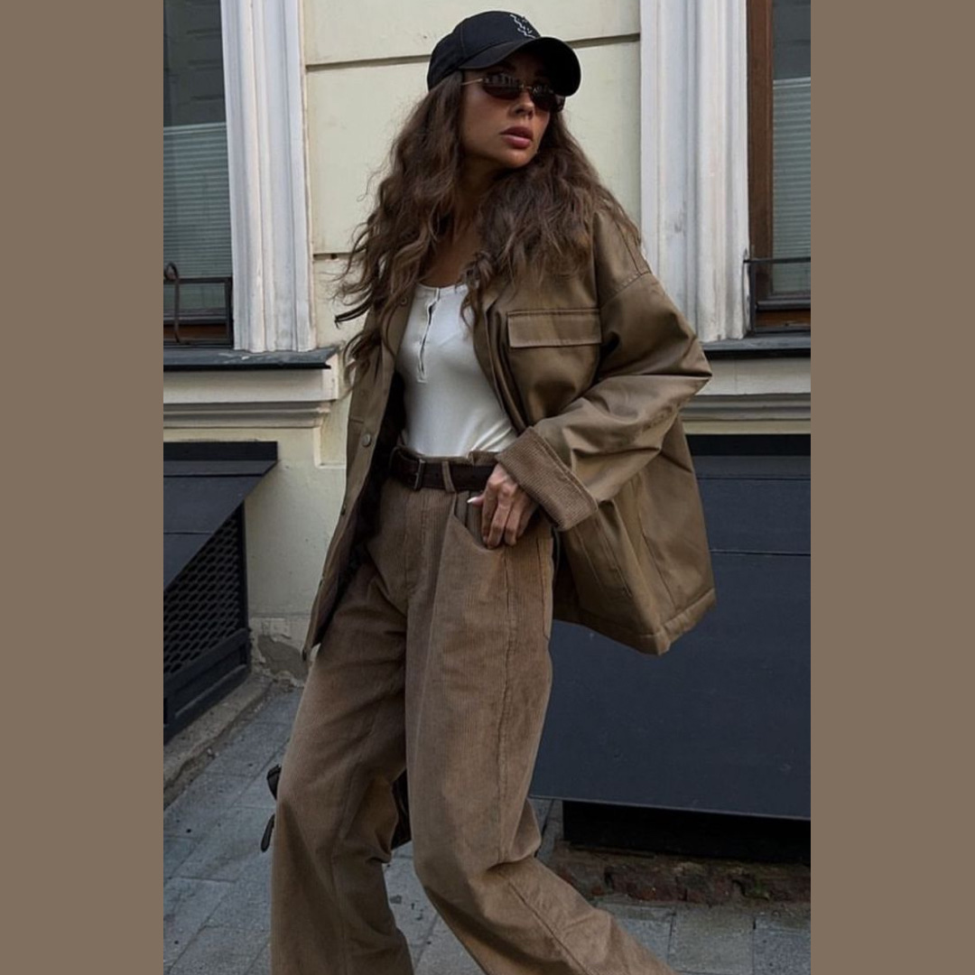 A.Presse Suede Trousers Brown - 24FW, Essentials Knit Sweater Brown/Rain Drum - Ssense Exclusive 착용 스타일 - 3