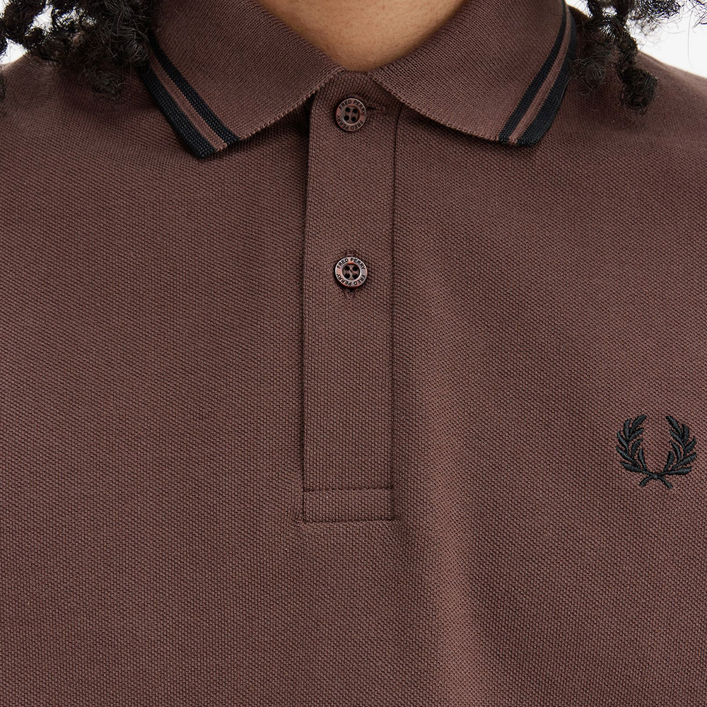프레드페리 M12 트윈 팁 프레드페리 셔츠 캐링턴로드브릭/블랙(Fred Perry M12 Twin Tipped Fred Perry Shirt Carrington Road Brick/Black) - 6