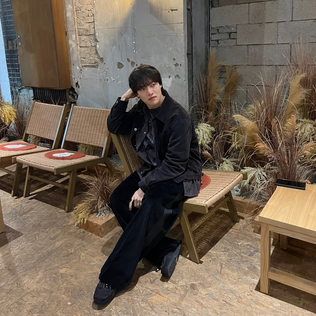 Polyteru 1011 Paisley Trucker Jacket Corduroy Dark Purple Navy, Polyteru Heavy Front Cargo Pajama Ink Black 착용 스타일