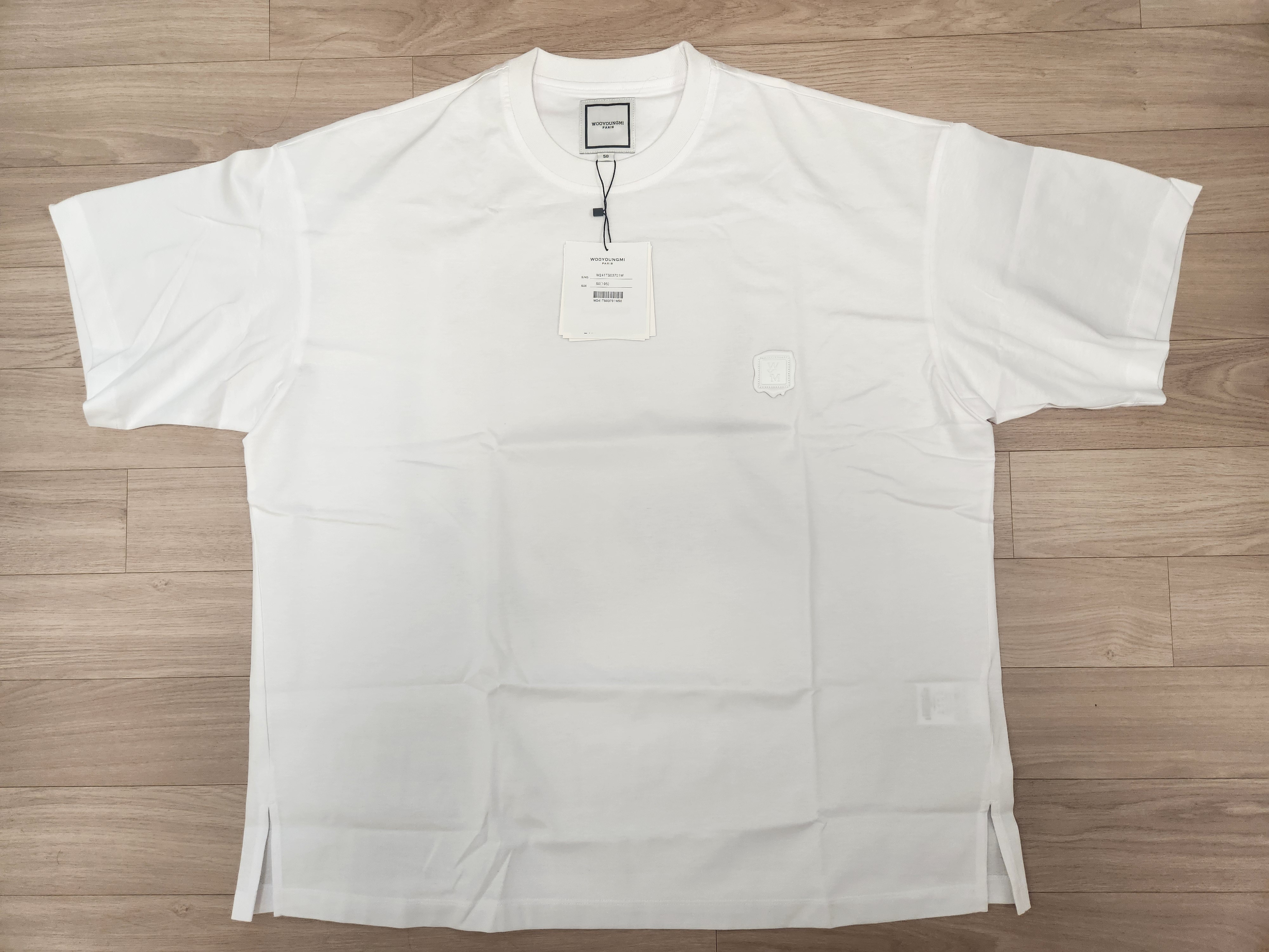 Wooyoungmi Blur Graphic T-Shirt White - 24SS 착용 스타일 - 1