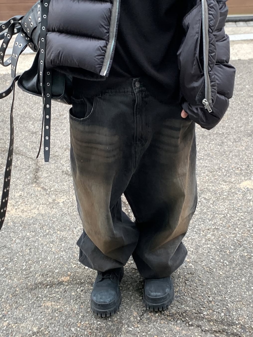Civision by CSC Distressed Plain Cap, Civision by CSC Double Faced Pants Washed Black 착용 스타일 - 5