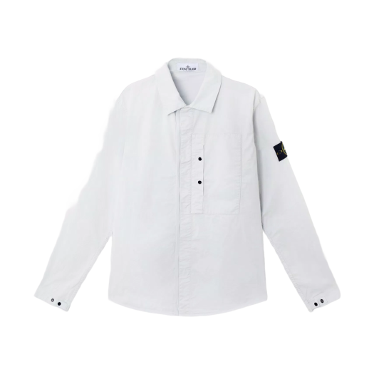 Stone Island 1200033 Supima Cotton Twill Stretch-TC Overshirt with Hidden Snap Fastening Sky Blue - 25SS