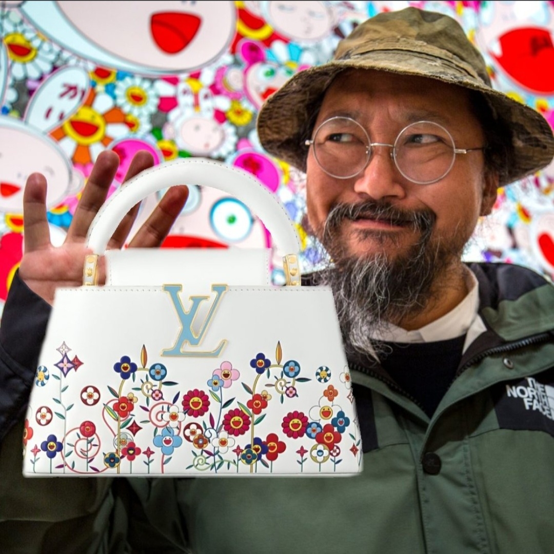 Louis Vuitton x Murakami Takashi Capucines East West Mini White 착용 스타일
