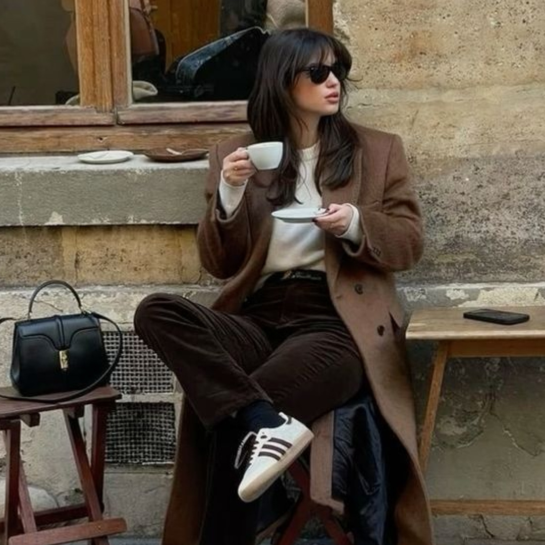 A.Presse Suede Trousers Brown - 24FW, Essentials Knit Sweater Brown/Rain Drum - Ssense Exclusive 착용 스타일 - 5