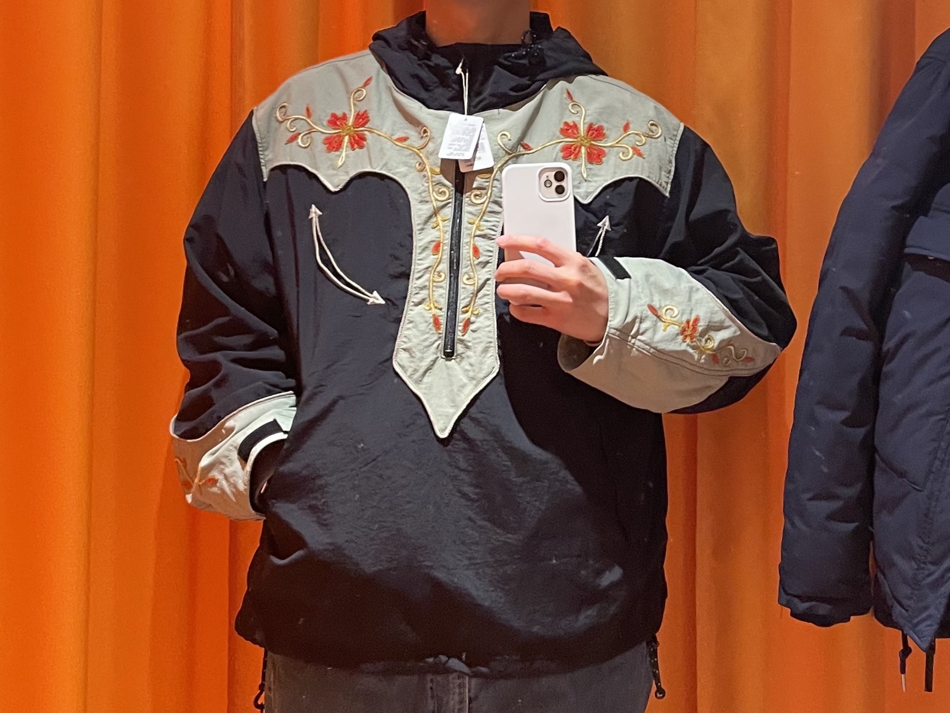 Kapital Nylon Taffeta 2Tone Tennessee Cactus Flower Parka Black Mint 착용 스타일