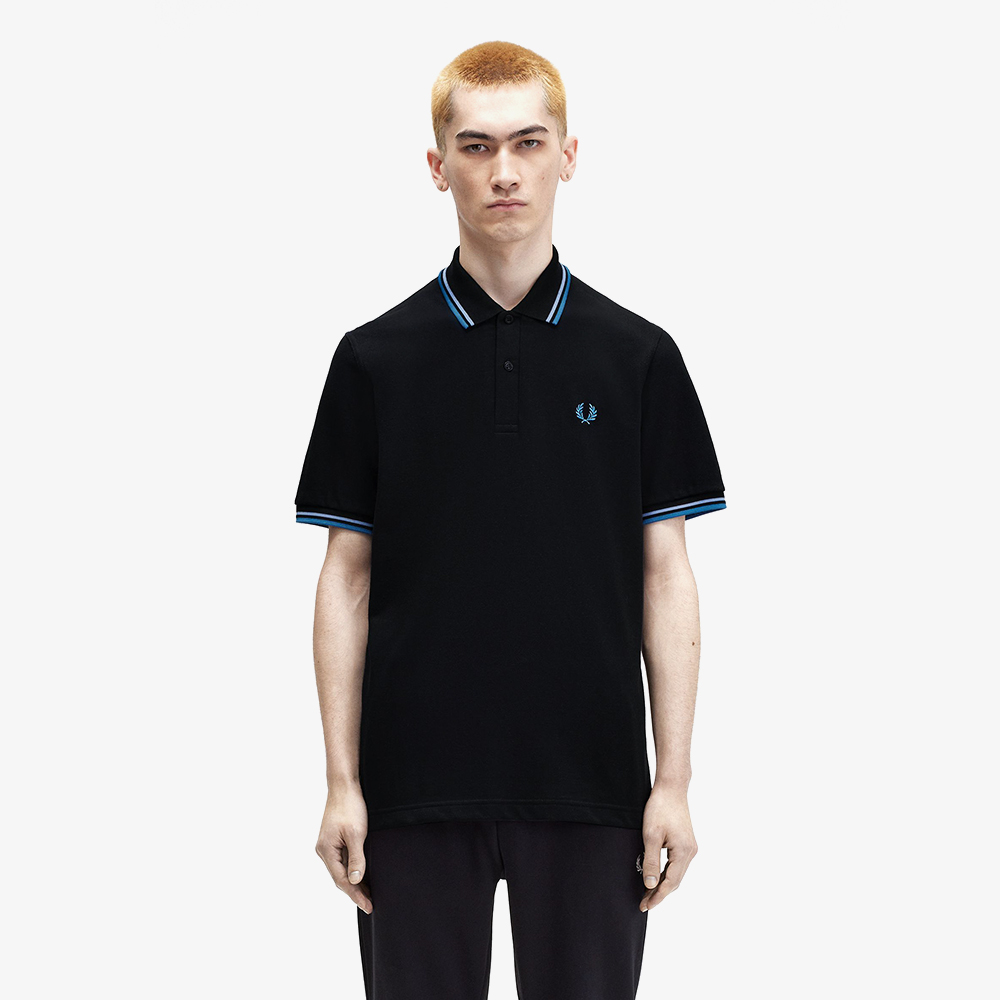 프레드페리 M12 트윈 팁 프레드페리 셔츠 블랙/스카이/오션(Fred Perry M12 Twin Tipped Fred Perry Shirt - Black/Sky/Runaway Bay Ocean) - 2