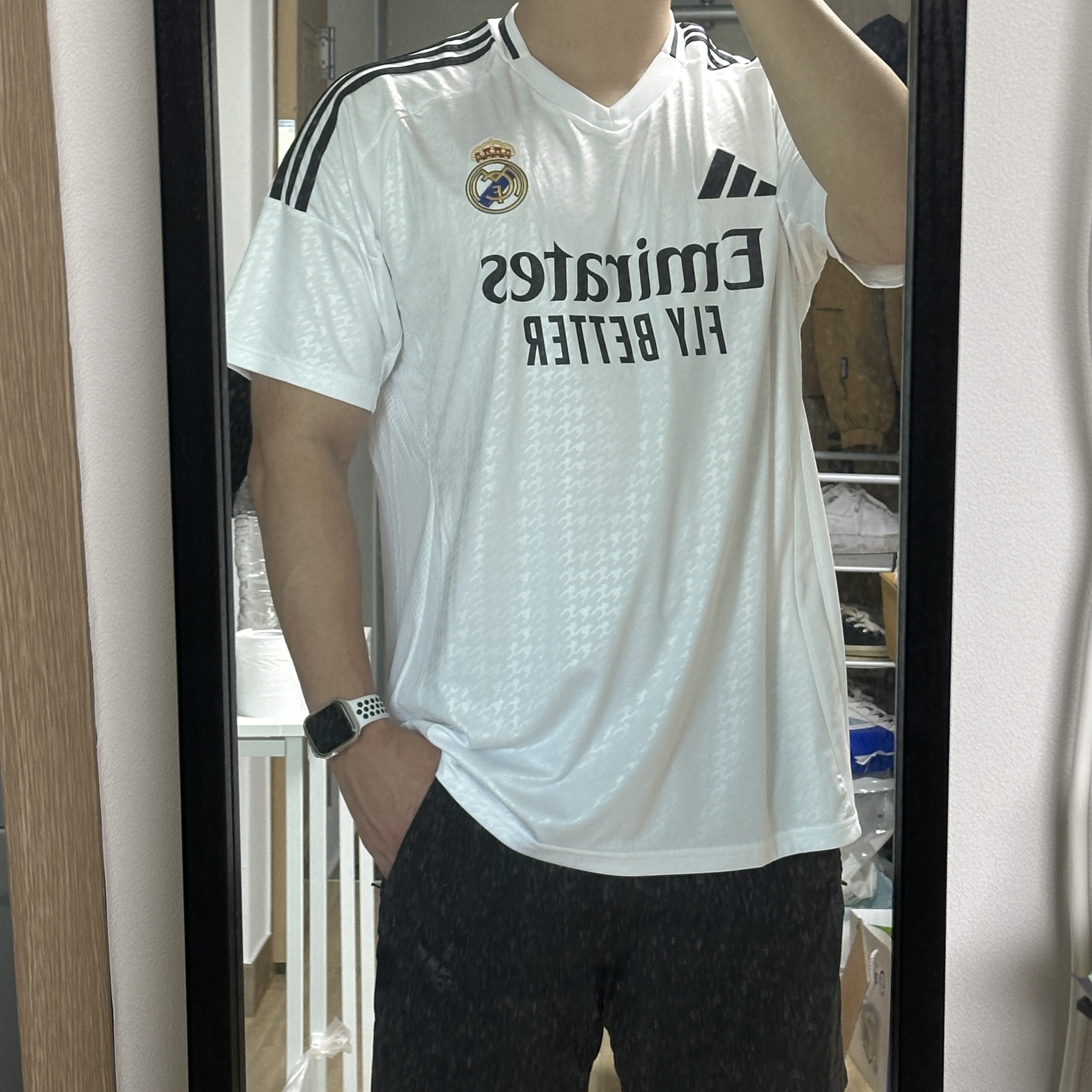 Adidas Real Madrid 2024/25 Home Jersey White - KR Sizing (Non Marking Ver.) 착용 스타일