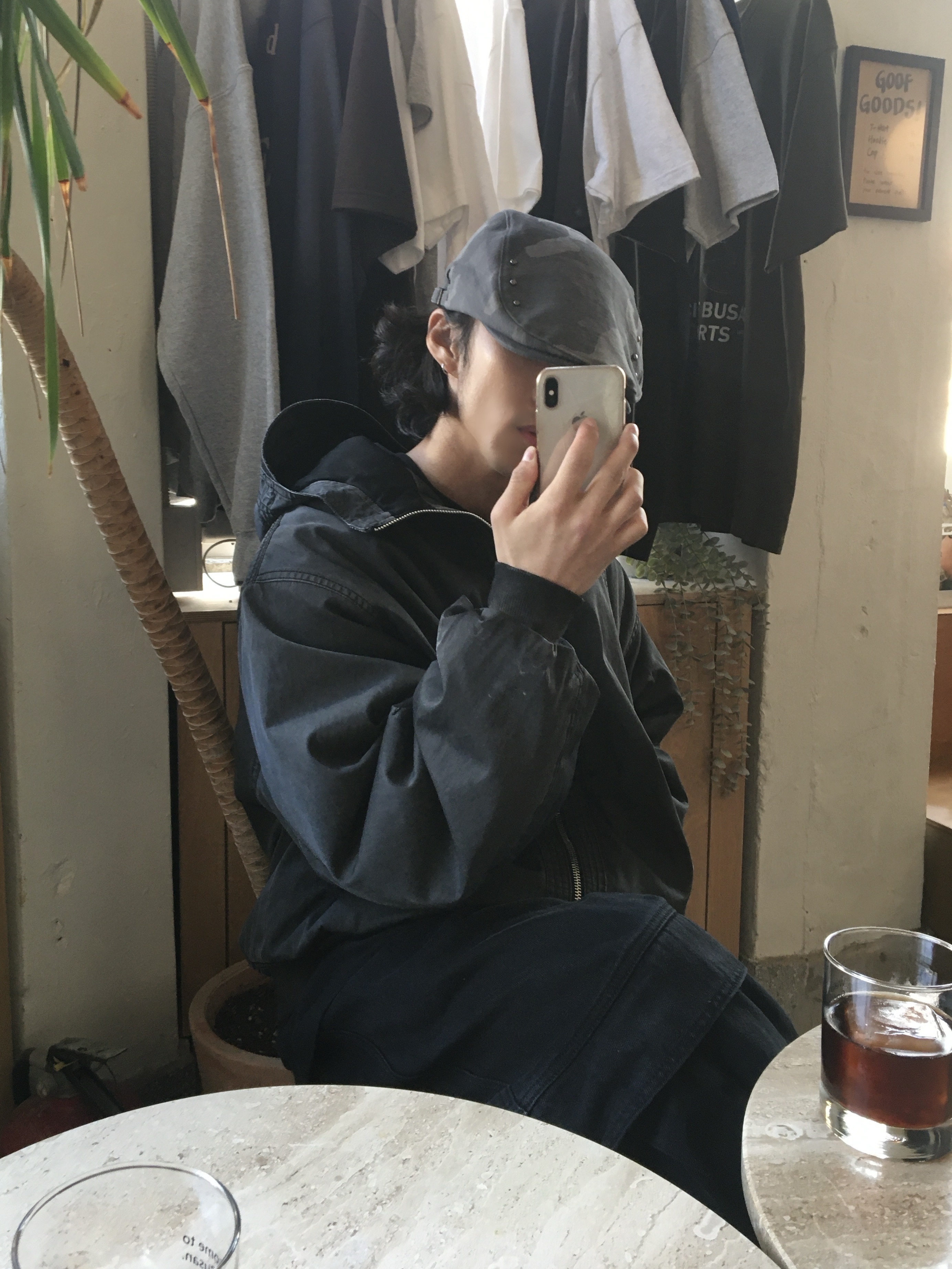 BLR Dyed Multi Pocket Nylon Work Jacket Grey, BLR Dyed Snowflakes Logo Washing Puffer Jacket Grey 착용 스타일 - 1
