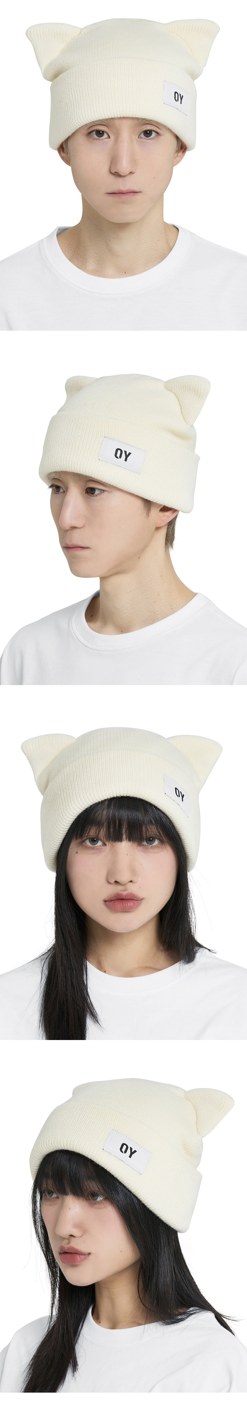 ★OY★EAR LOGO BEANIE - IVORY★正規品/韓国直送料込/人気 OY/オーワイ』 METAL LOGO BEANIE/メタルニットキャップ OY│A
