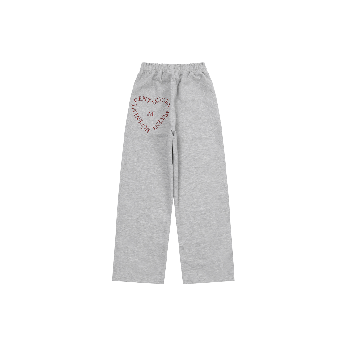 【MUCENT】 SIGNATURE HEART LETTERING BACK LOGO SWEAT PANTS 무센트 시그니처 하트 레터링 백 로고 스웻 팬츠 그레이
