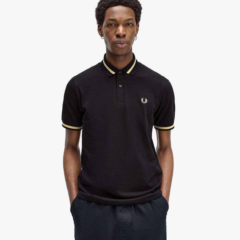 프레드페리 M2 싱글 팁 프레드페리 셔츠 블랙/샴페인(Fred Perry M2 Single Tipped Fred Perry Shirt Black/Champagne) - 4