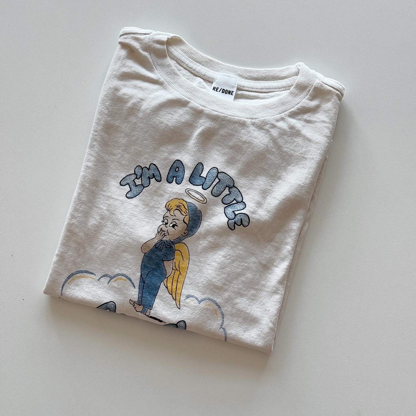 (W) Re/Done Little Angel Classic T-Shirt Vintage White 착용 스타일 - 2