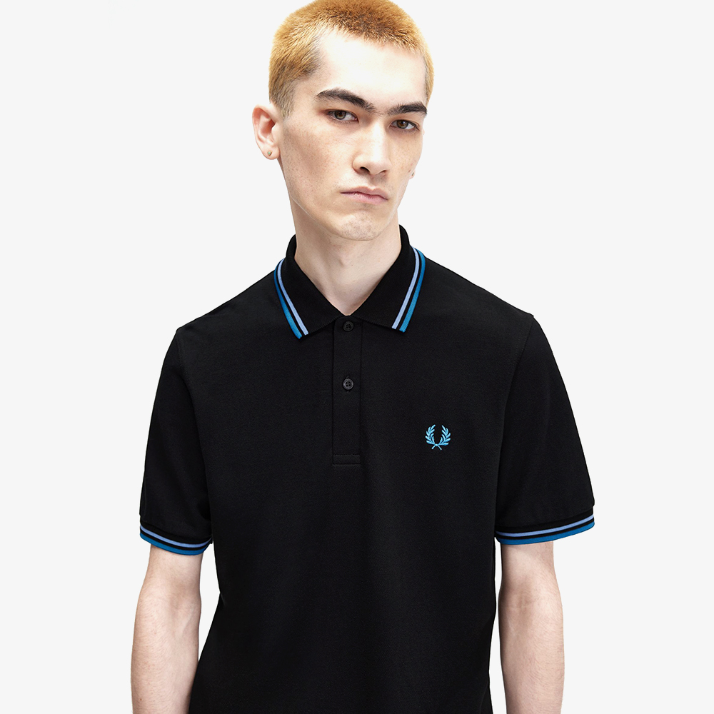 프레드페리 M12 트윈 팁 프레드페리 셔츠 블랙/스카이/오션(Fred Perry M12 Twin Tipped Fred Perry Shirt - Black/Sky/Runaway Bay Ocean) - 4