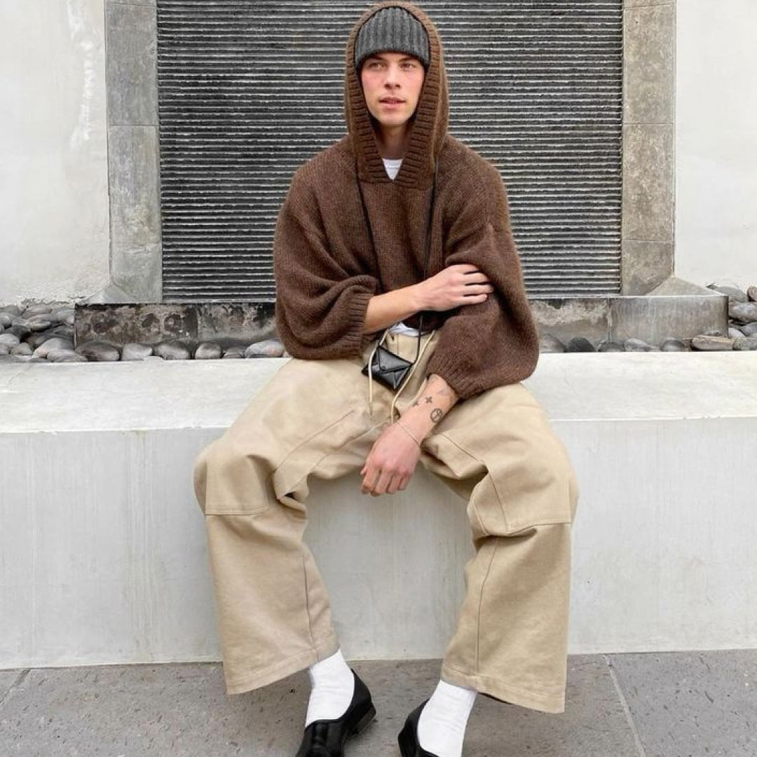 A.Presse Suede Trousers Brown - 24FW, Essentials Knit Sweater Brown/Rain Drum - Ssense Exclusive 착용 스타일 - 2