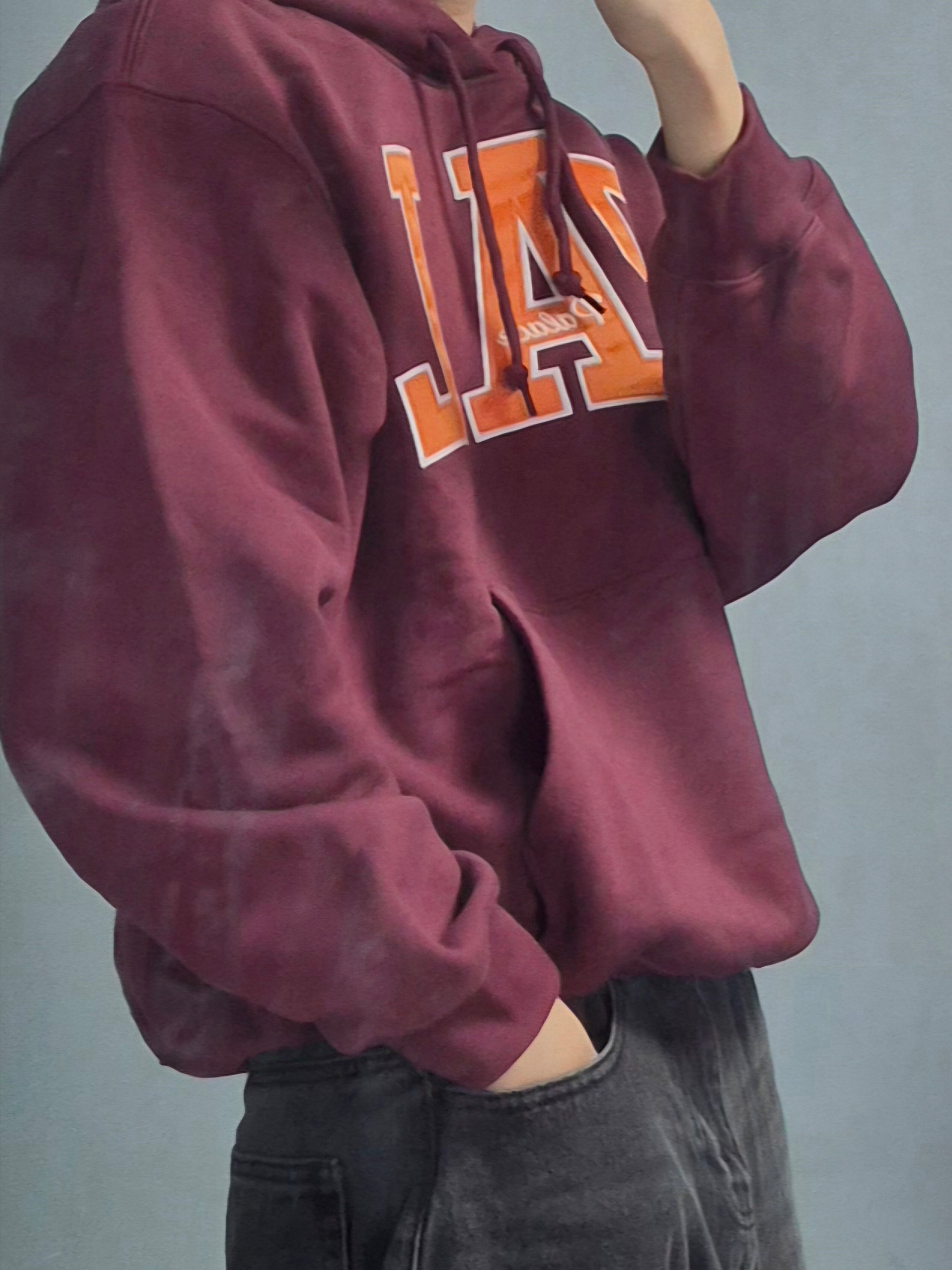 Palace x Gap Hood Burgundy - 24SS 착용 스타일
