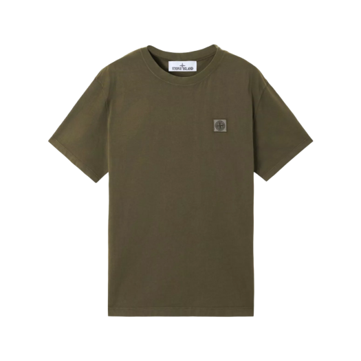 Stone Island 2100034 Combed Organic Cotton Jersey Short-Sleeve T-Shirt with Compass Patch Military Green - 25SS
