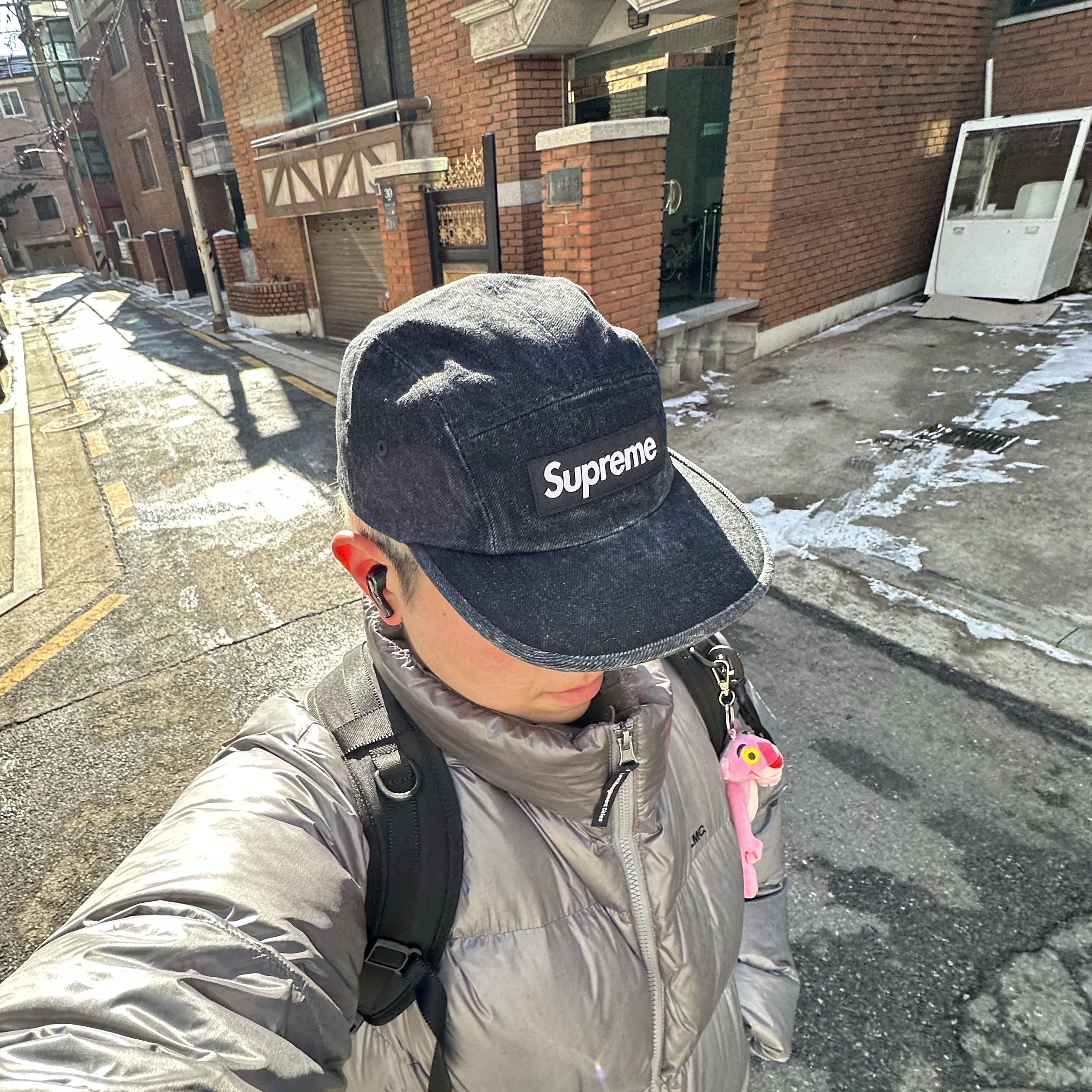 Supreme Denim Camp Cap Black - 24SS 착용 스타일