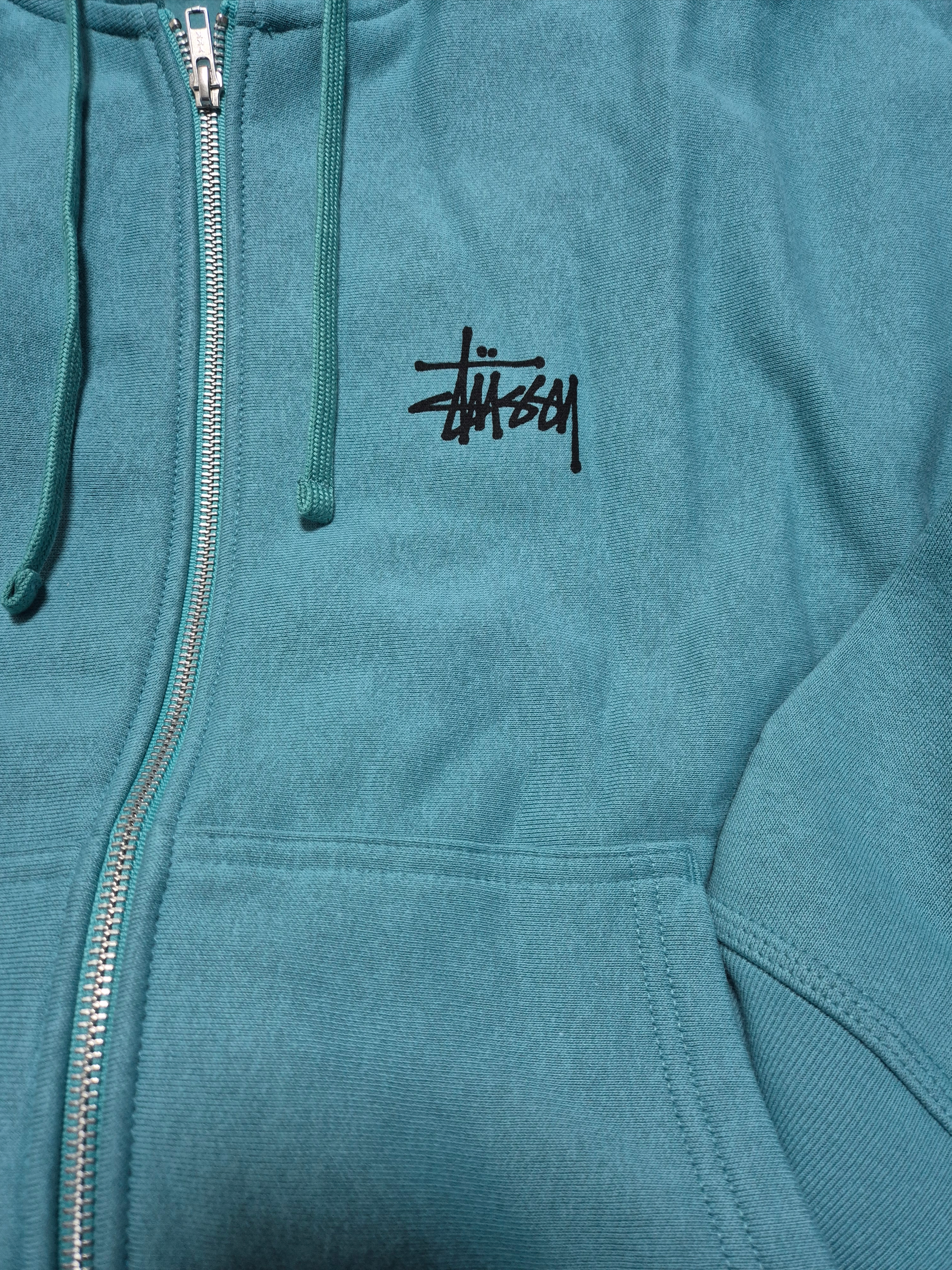 Stussy Basic Stussy Zip Hoodie Ocean 2024 착용 스타일 - 1
