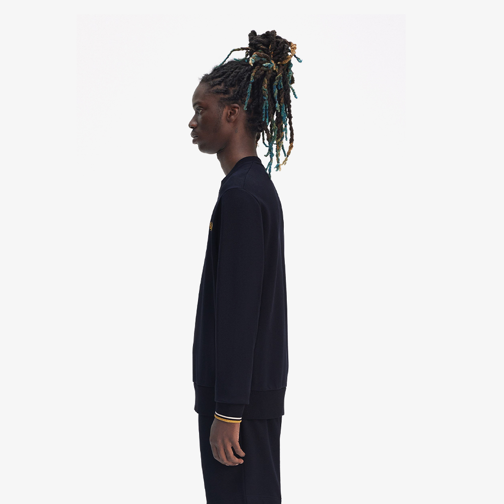 프레드페리 크루넥 스웻셔츠 네이비/에크루/허니콤(Fred Perry Crew Neck Sweatshirt Navy/Ecru/Honeycomb) - 3