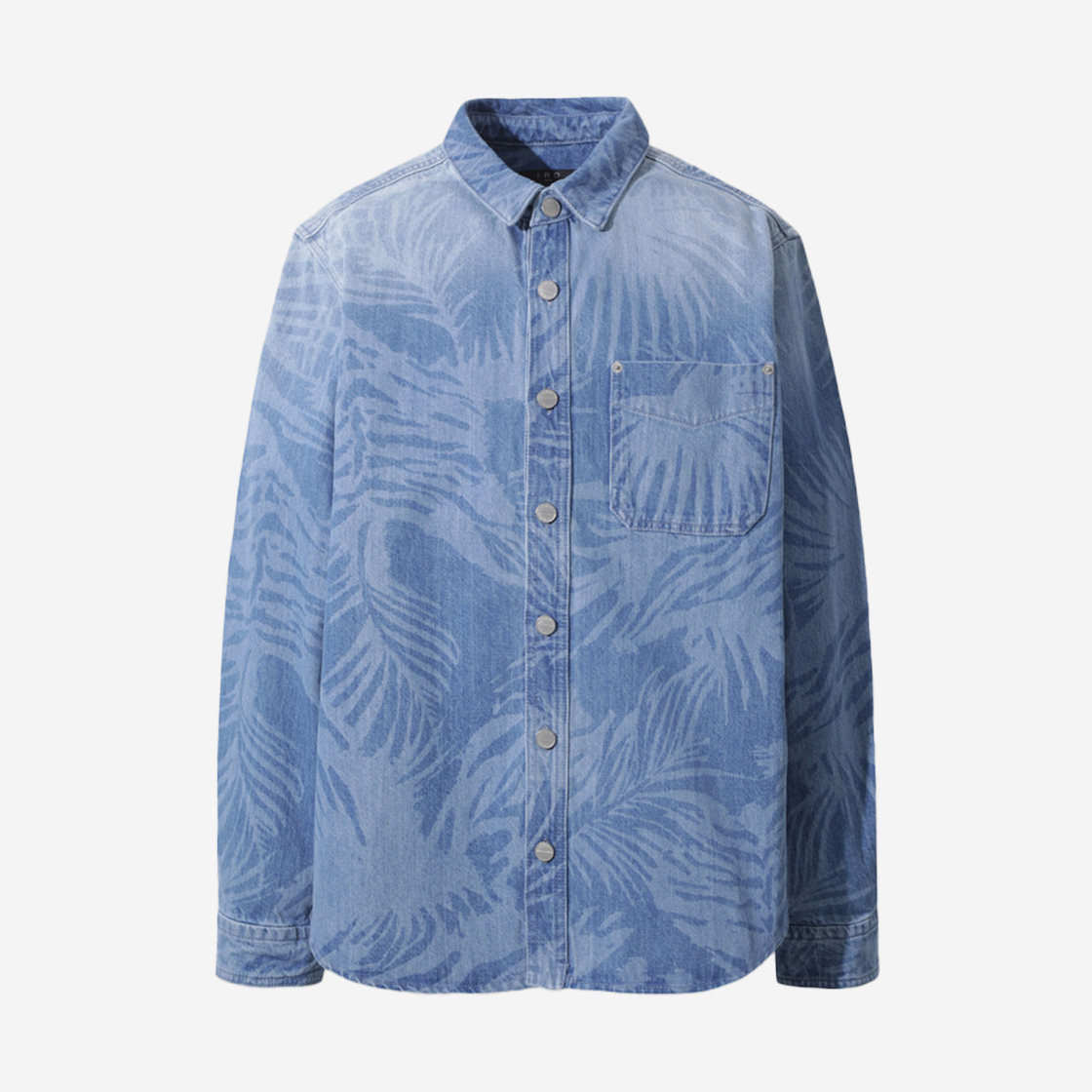 이로 코핀 리프 패턴 데님 셔츠형 재킷 블루(Iro Kopin Leaf Pattern Denim Shirt-Type Jacket Blue)