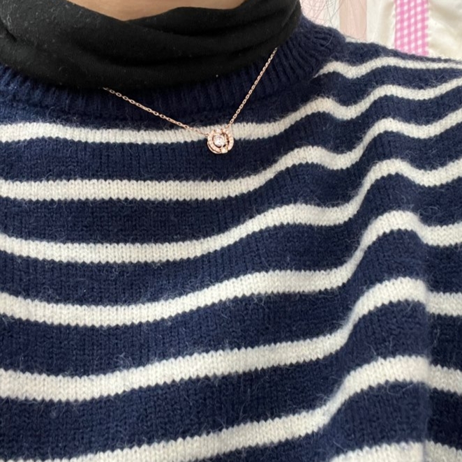 (W) Swarovski Sparkling Dance Necklace White Rose Gold Plated 착용 스타일