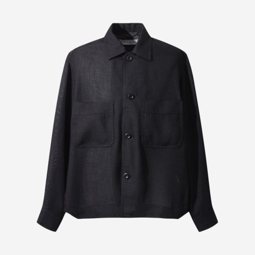 IQJAM24702BKX Iro Linen Like Solid Semi-Over Shirket Black
