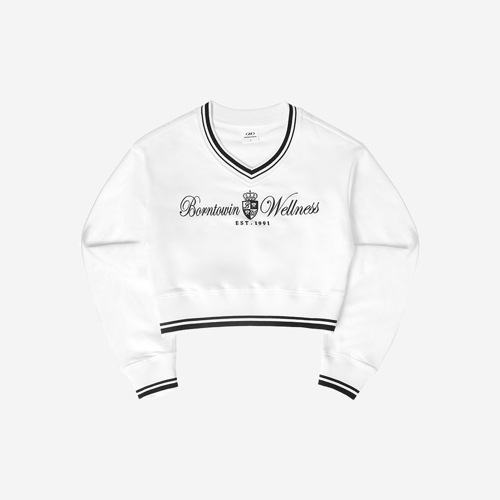 본투윈 우먼스 웰니스 브이넥 크롭 스웻셔츠 아이보리(BORN TO WIN W Wellness V-Neck Crop Sweatshirts Ivory) - 2