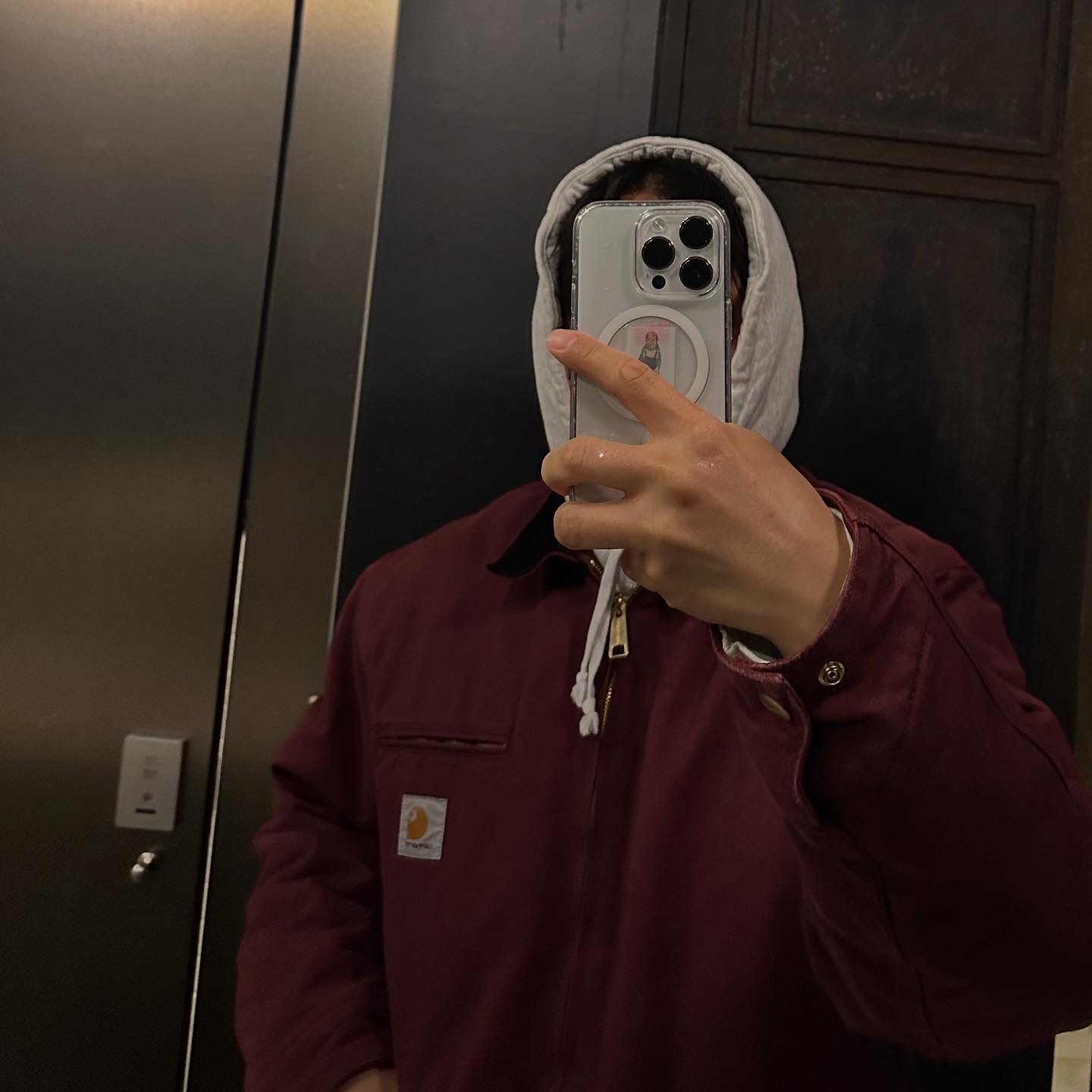 Carhartt WIP Organic Cotton Dearborn Canvas OG Detroit Jacket Malbec Aged Canvas - Winter 착용 스타일