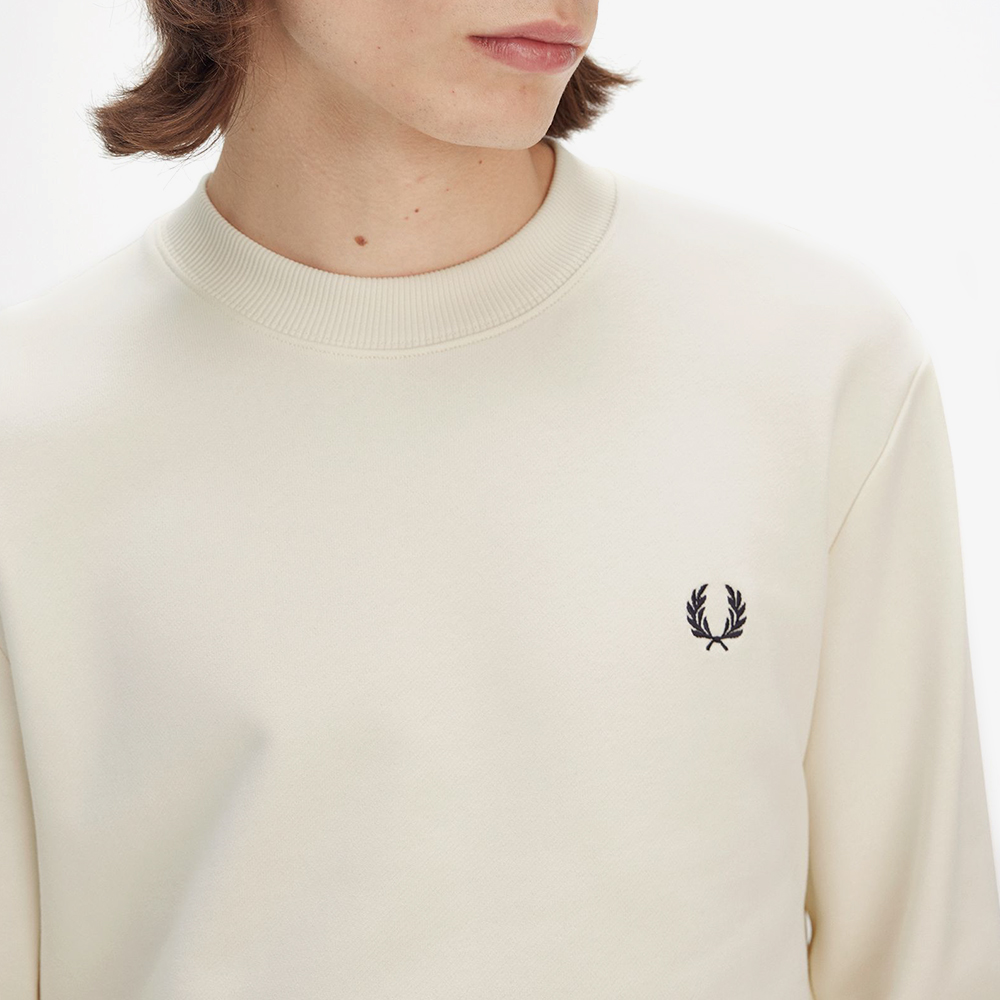 프레드페리 크루넥 스웻셔츠 에크루/테니스블루(Fred Perry Crew Neck Sweatshirt Ecru/Tennis Blue) - 5