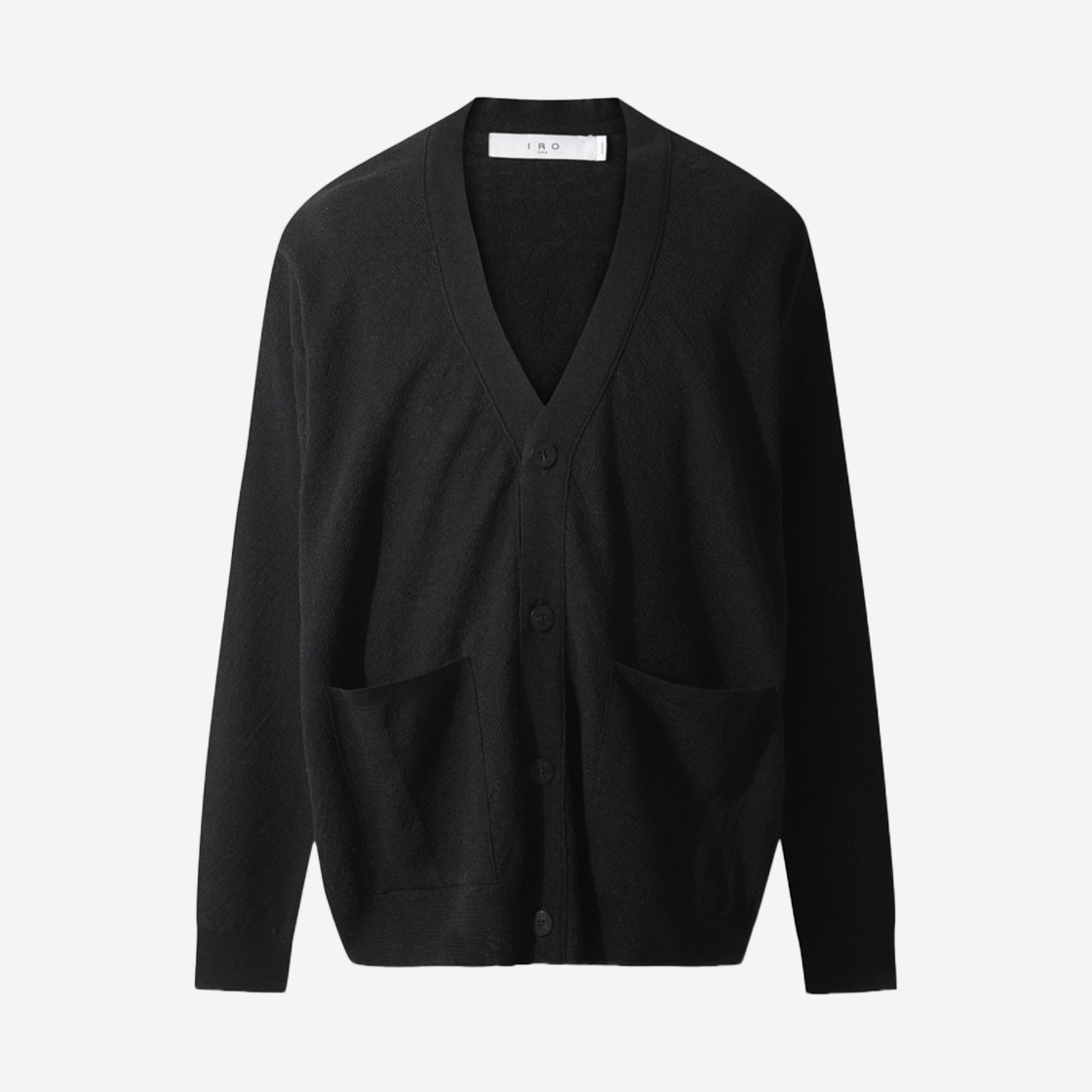 IQWCM24701BKX Iro Linen Solid Pocket Cardigan Black