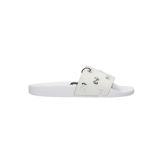 573922-JDR00-9014 Gucci GG Rubber Slide Sandal White