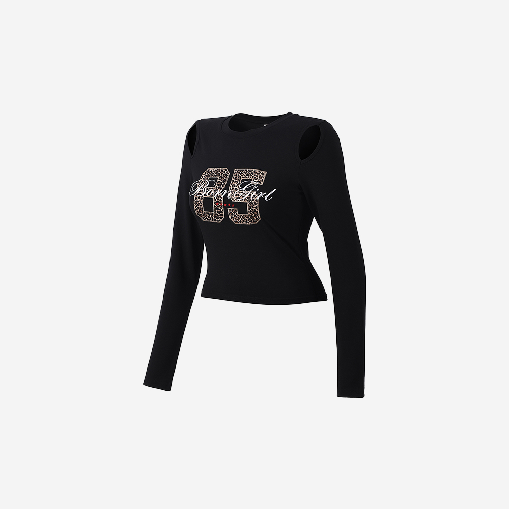 본투윈 우먼스 본걸 레오파드 크롭 롱슬리브 블랙(BORN TO WIN W Born Girl Leopard Crop Longsleeve Black) - 2