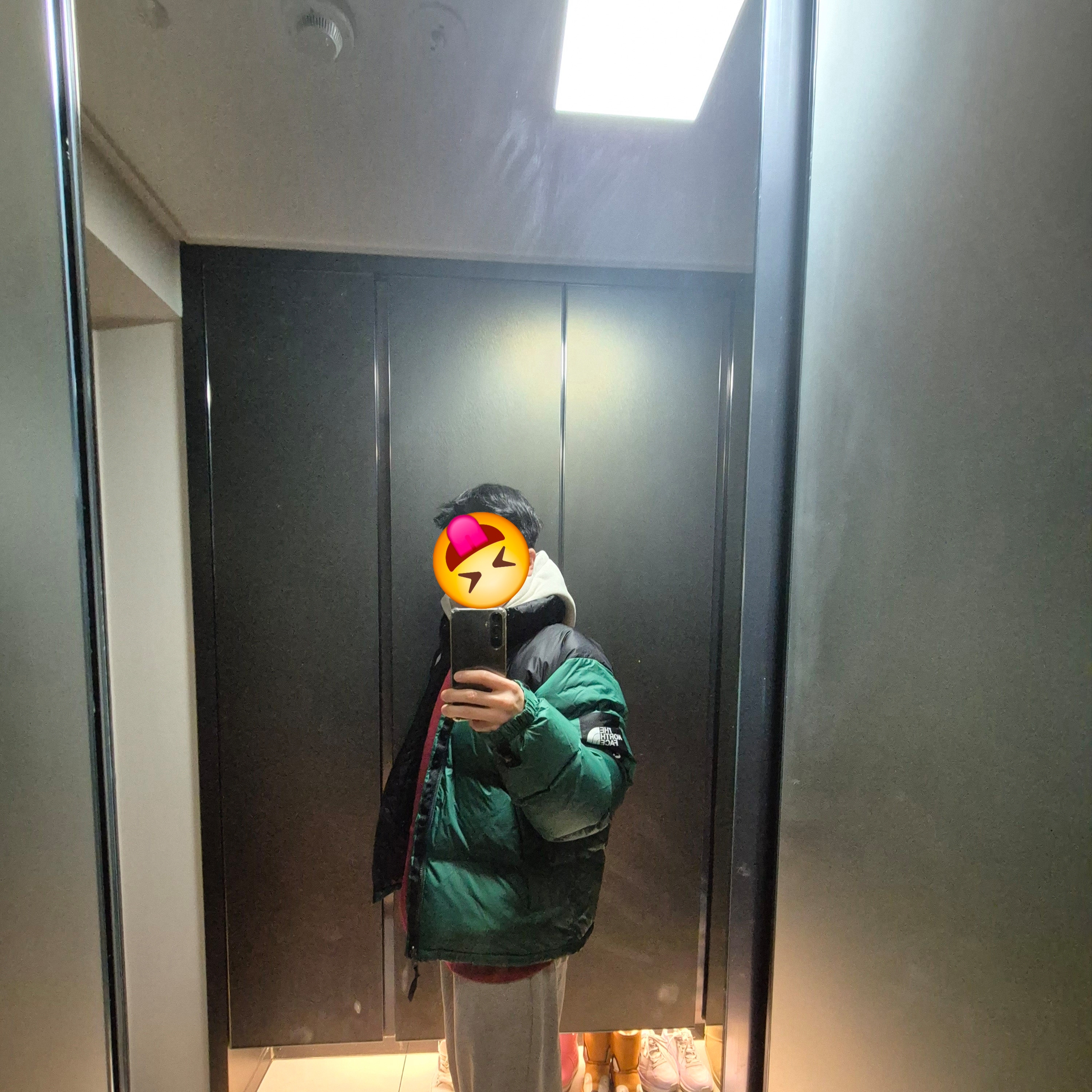 Supreme x The North Face Nuptse Jacket Green - 24FW 착용 스타일 - 5