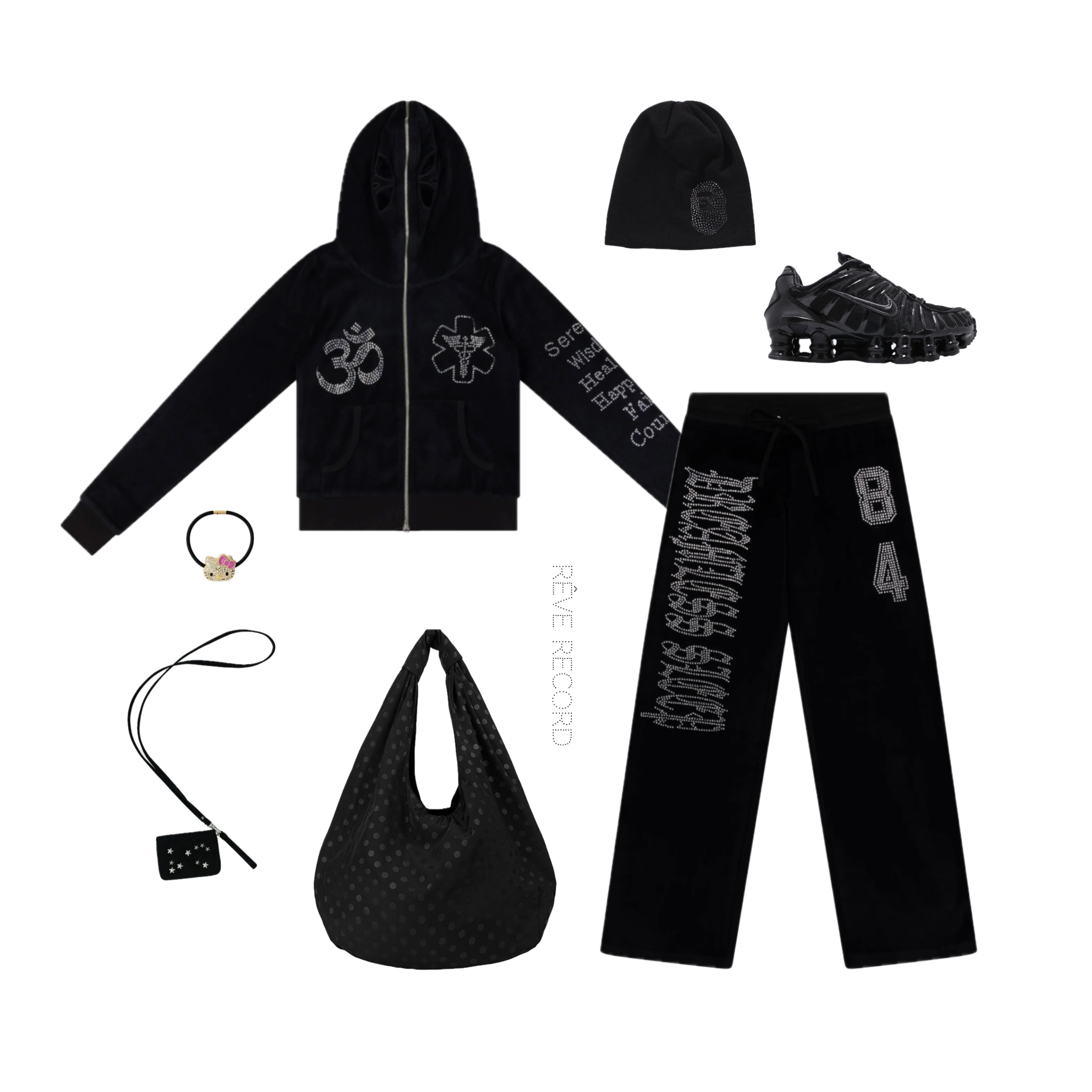 BAPE Crystal Stone Ape Head Knit Cap Black - Ginza Store Exclusive, (W) Nike Shox TL Black and Max Orange 착용 스타일