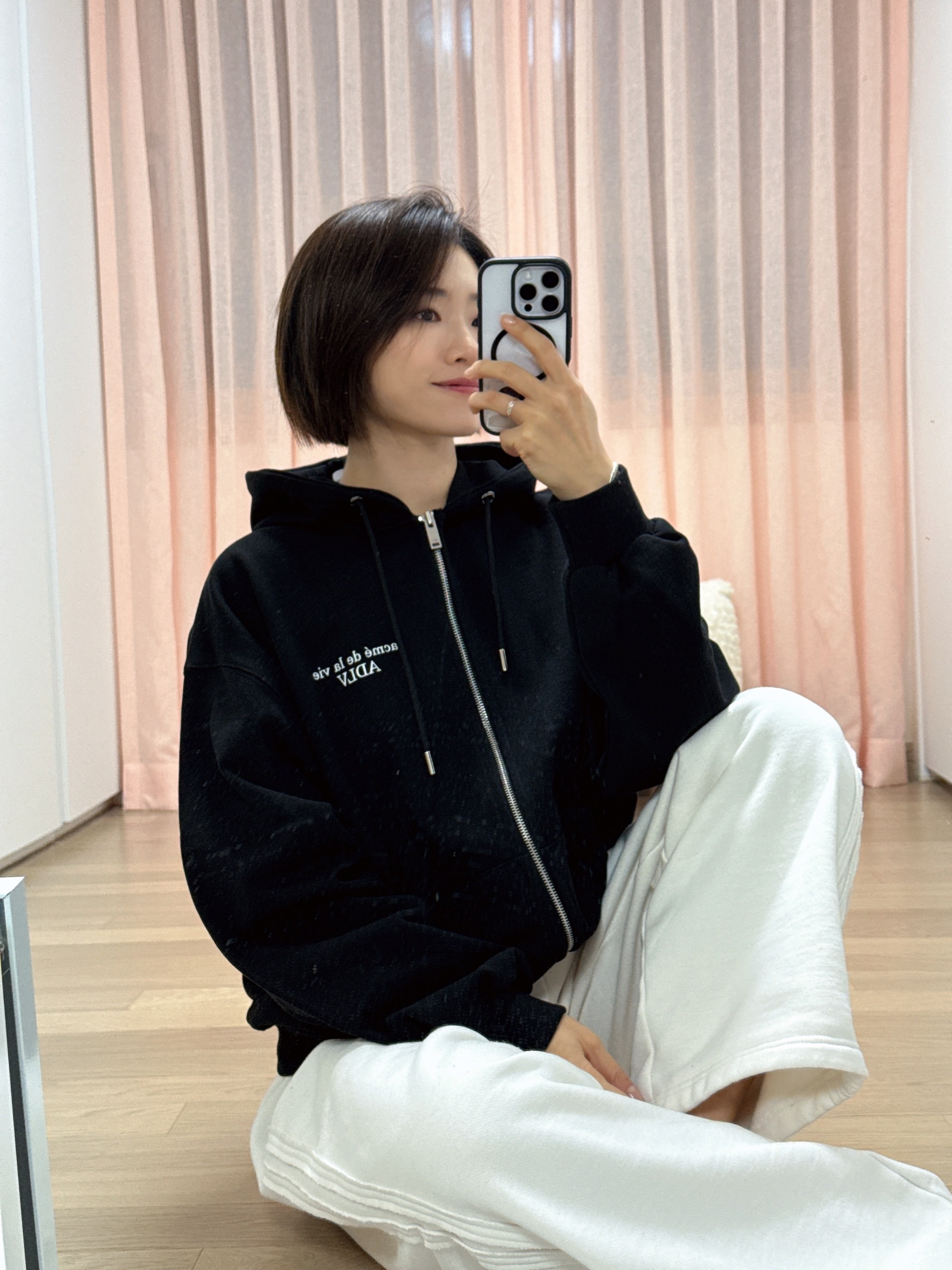 HDEX Womens Damage Line Napping Sweat Pants Bone 착용 스타일 - 2