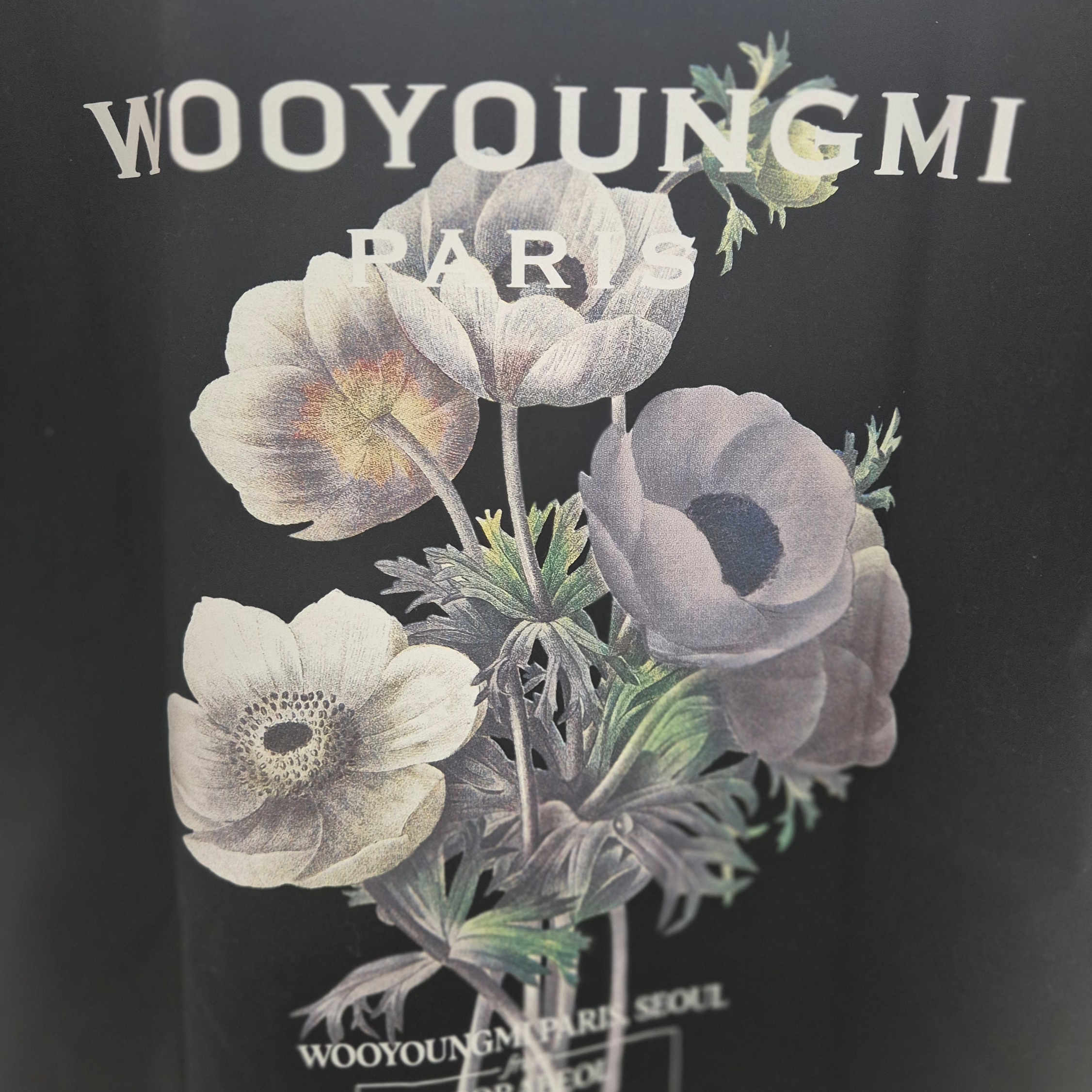 Wooyoungmi Flower Print Back Logo T-Shirt Black - 23FW 착용 스타일