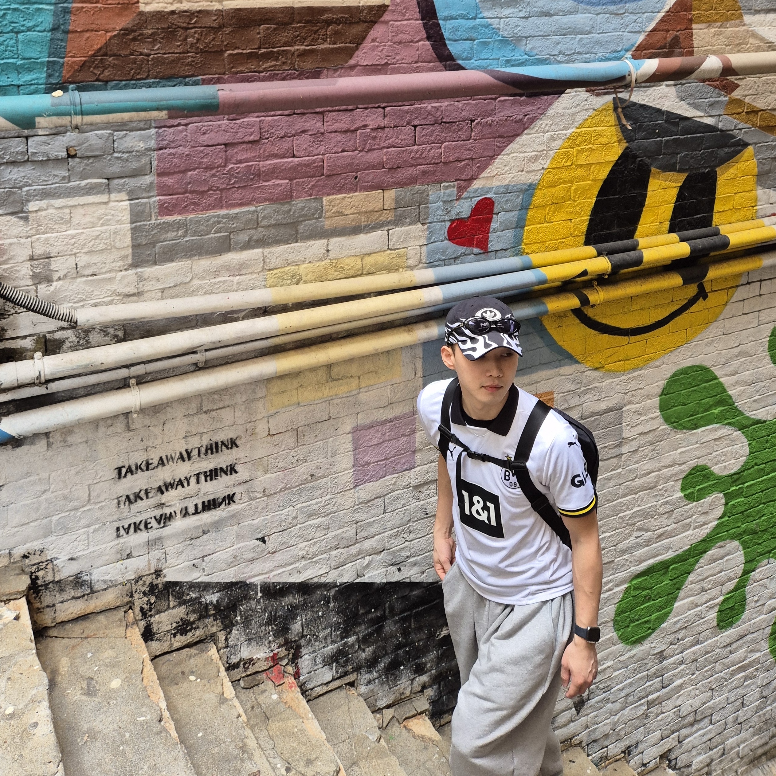 Adidas x NSRC Cap Black, Puma Borussia Dortmund 2024/25 Third Jersey Replica White (Non Marking Ver.) 착용 스타일