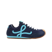 (W) Loewe Ballet Runner 2.0 in Nylon and Calfskin Navy Blue Turquoise