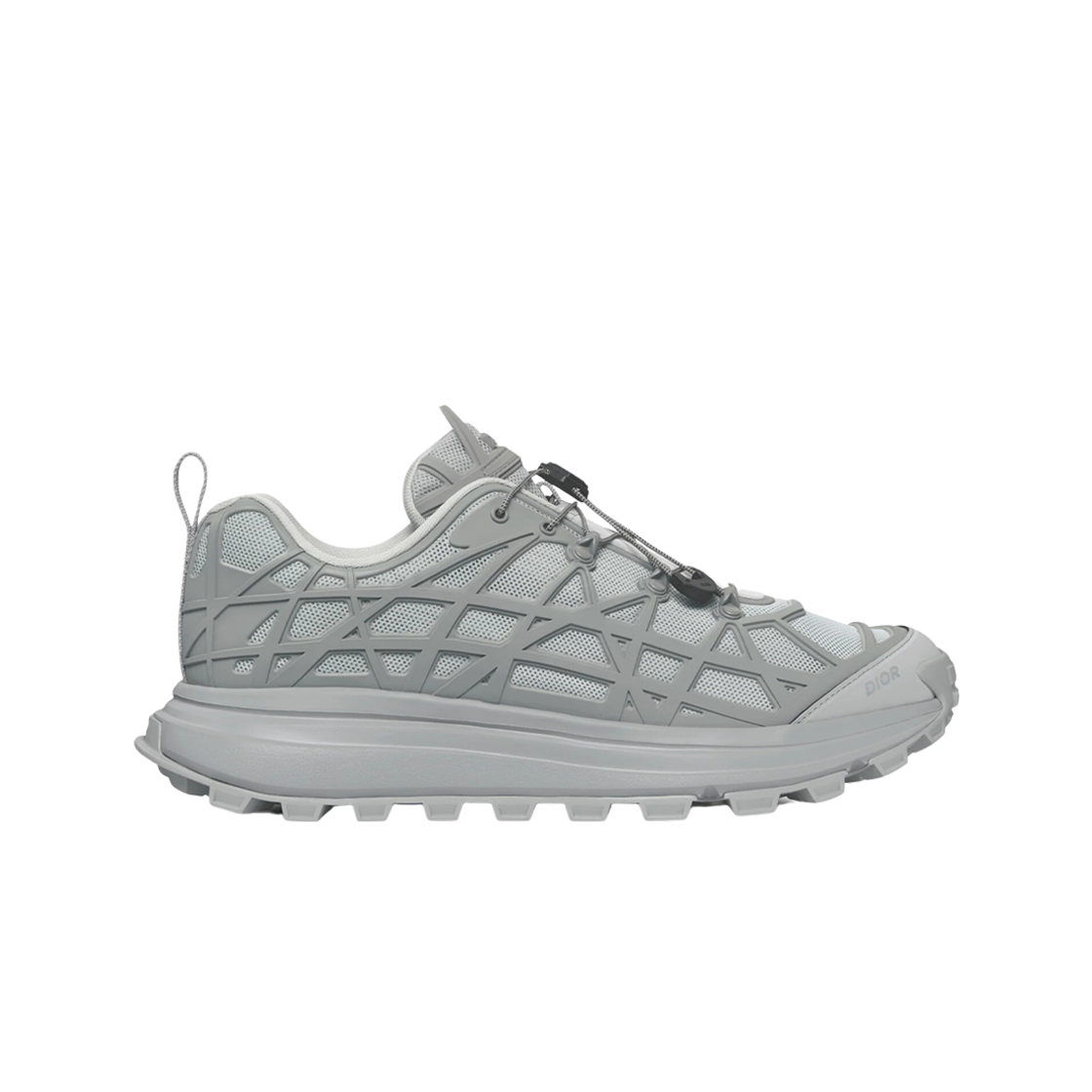 3SN297ZUV-H868 Dior B31 Runner Sneakers Gray Technical Mesh Anthracite Gray Rubber Warped Cannage Motif