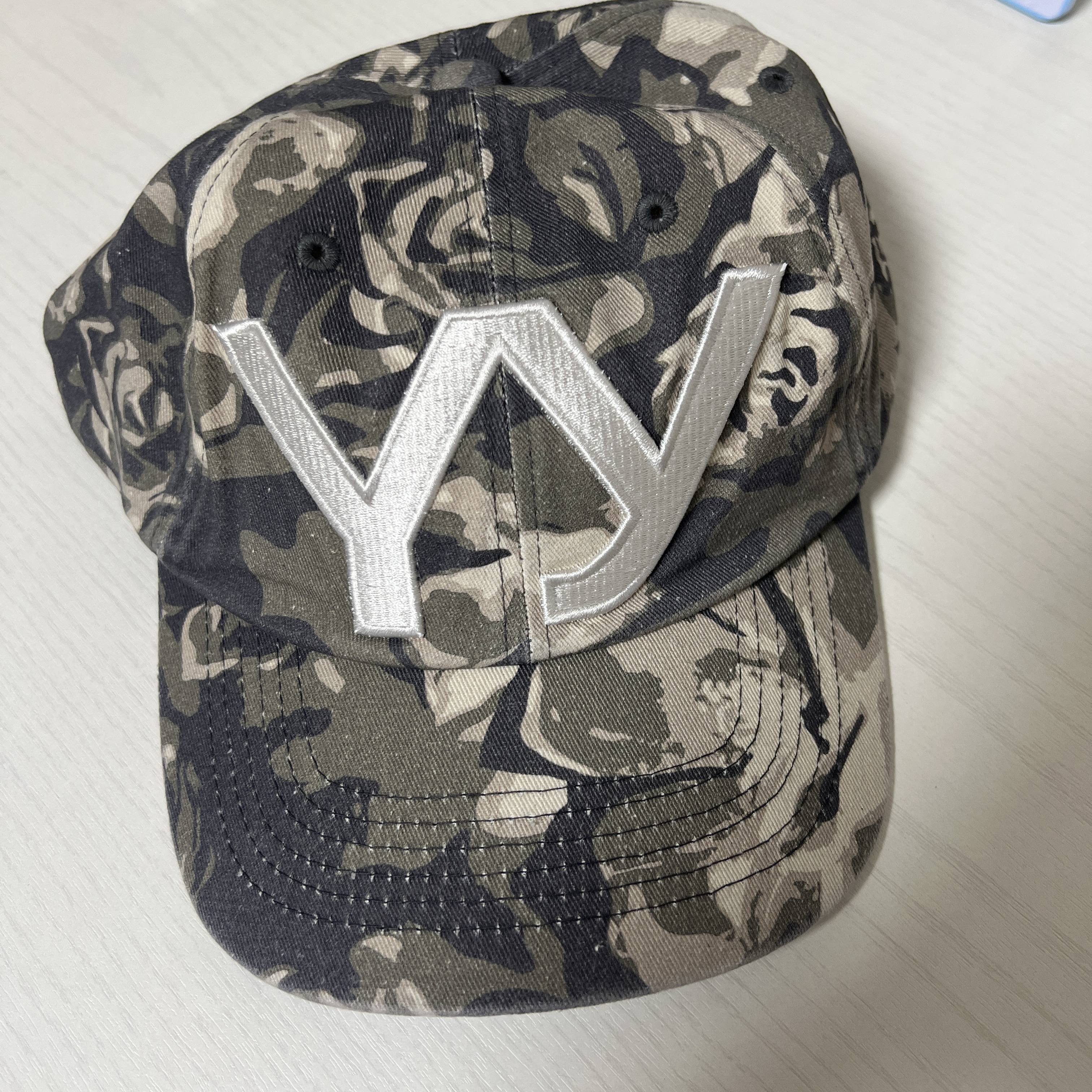 Open Yy Camo Ball Cap Khaki 착용 스타일